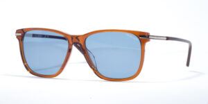 Gant GA 00005 45V sunglasses with vibrant orange square frames, blue gradient lenses, and sleek silver detailing on the hinges