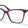 Lussile LS 32319 LN06 prescription glasses with large, rectangular frames in a deep burgundy color, featuring elegant metallic accents on the temples for a sophisticated look.