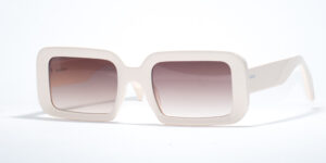 Ross & Brown Dallas IV 147 sunglasses featuring oversized square frames in matte ivory, pink gradient lenses, and a sleek, modern aesthetic