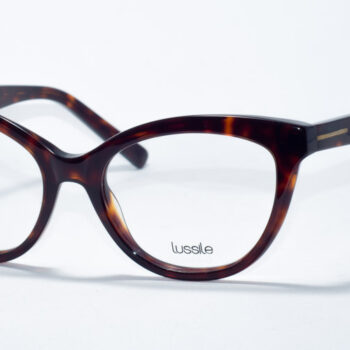 Lussile 32343 prescription glasses featuring a classic cat-eye frame in a rich tortoiseshell pattern, designed for a chic and timeless look.