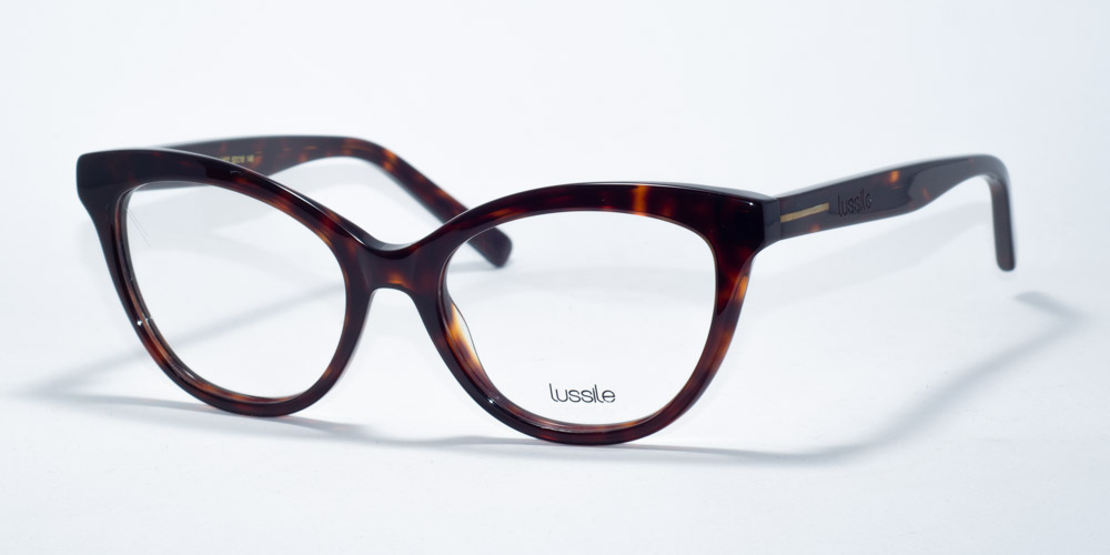 Lussile 32343 prescription glasses featuring a classic cat-eye frame in a rich tortoiseshell pattern, designed for a chic and timeless look.